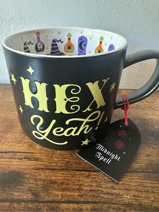 Midnight Spell Other - Hex Yeah! Black Ceramic Spell Mug with Witchy Interior 19oz NWT